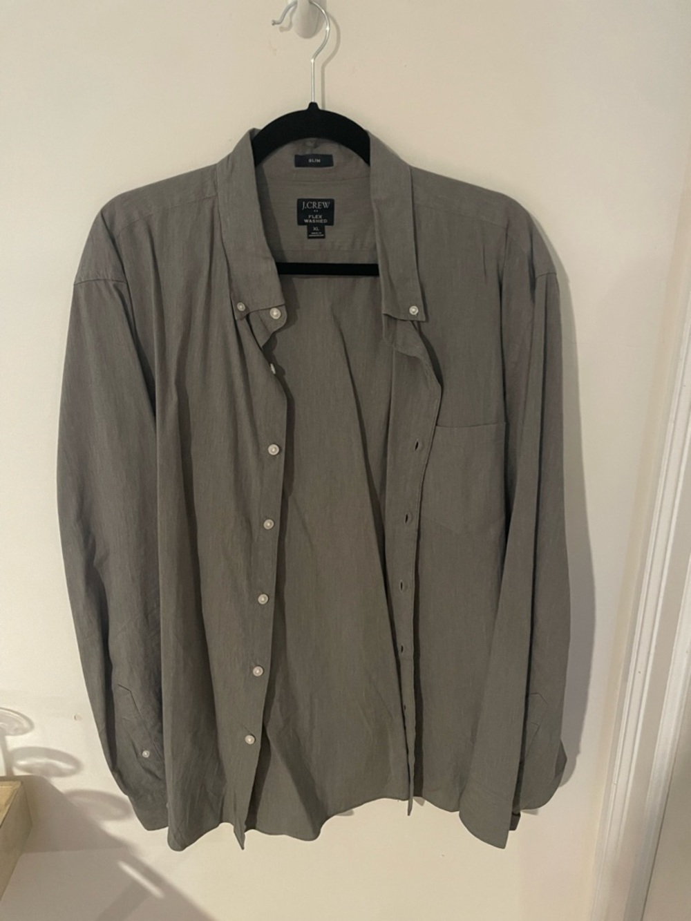 J. Crew Men's Casual Button-Down Shirt in Olive Gray